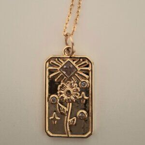 GOLD TONE CZ FLOWER PENDANT